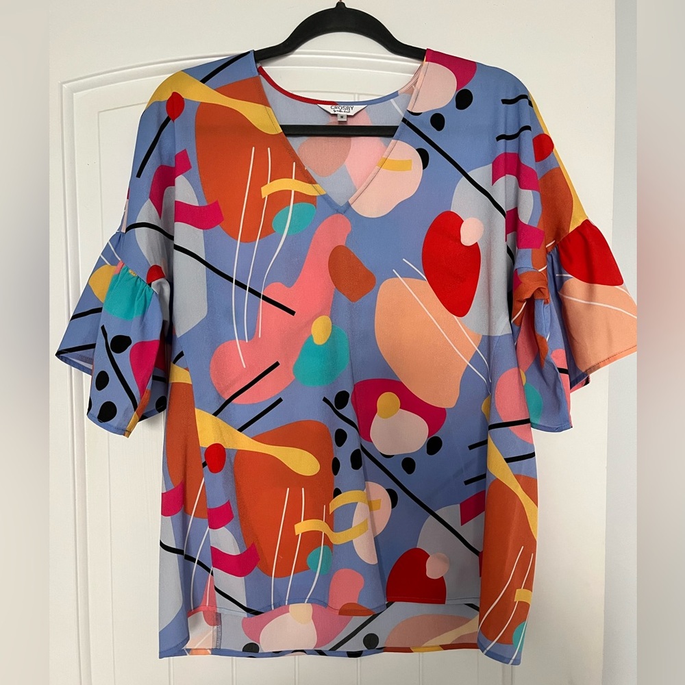 CROSBY by Mollie Burch Colorful Abstract Blouse
